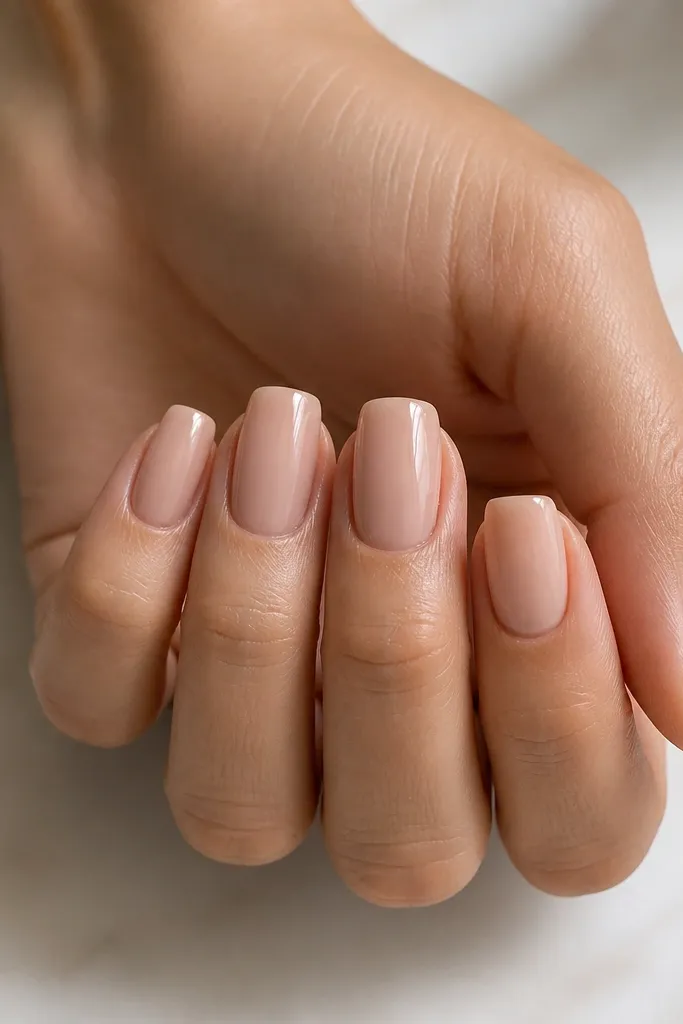 Short nude nail extension designs for a clean, elegant look